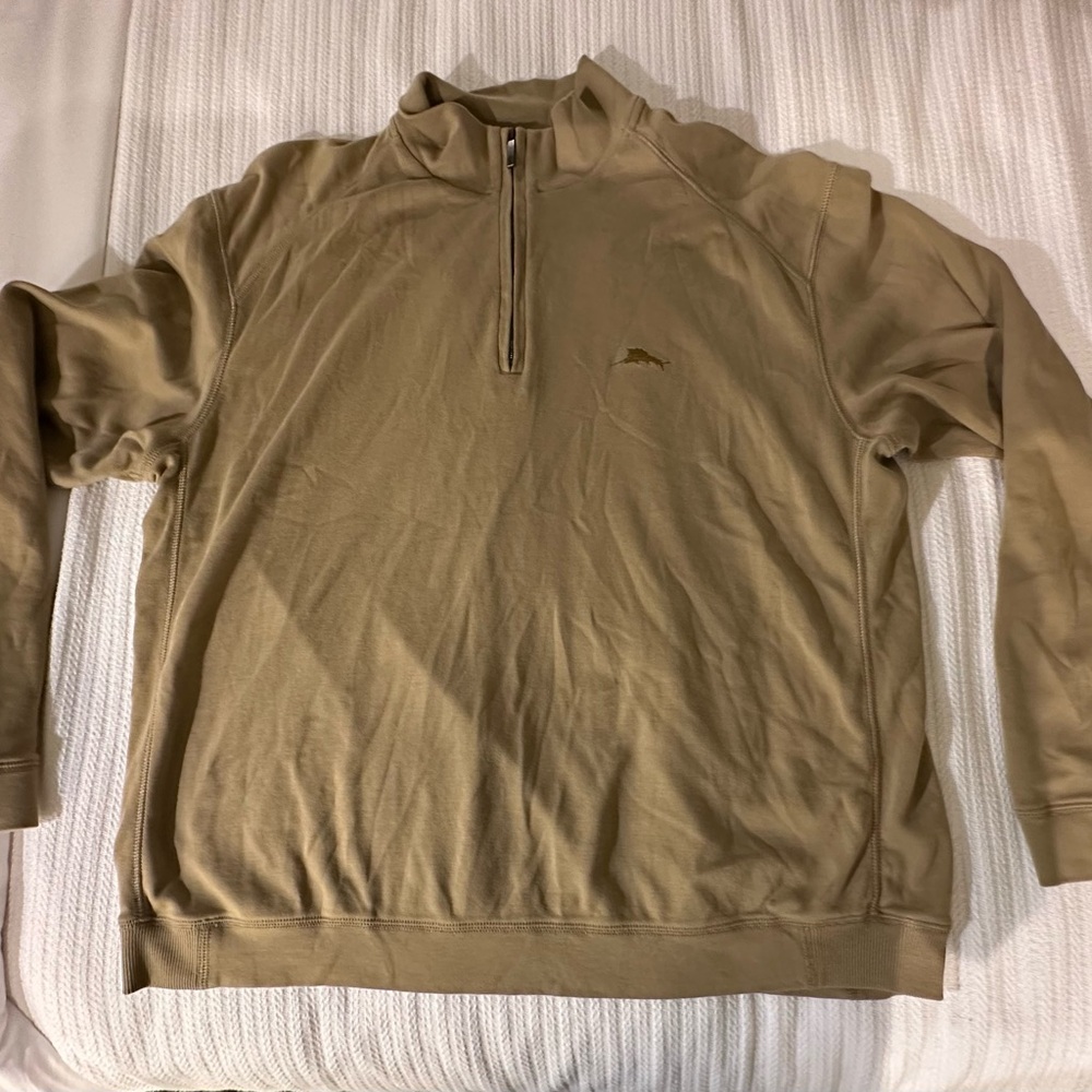 Tommy Bahama 1/4 Zip Men’s XL khaki EUC